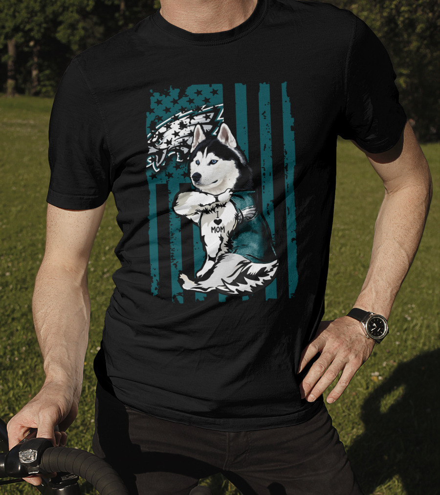 Philadelphia Eagles Siberian Husky Mom T-Shirt