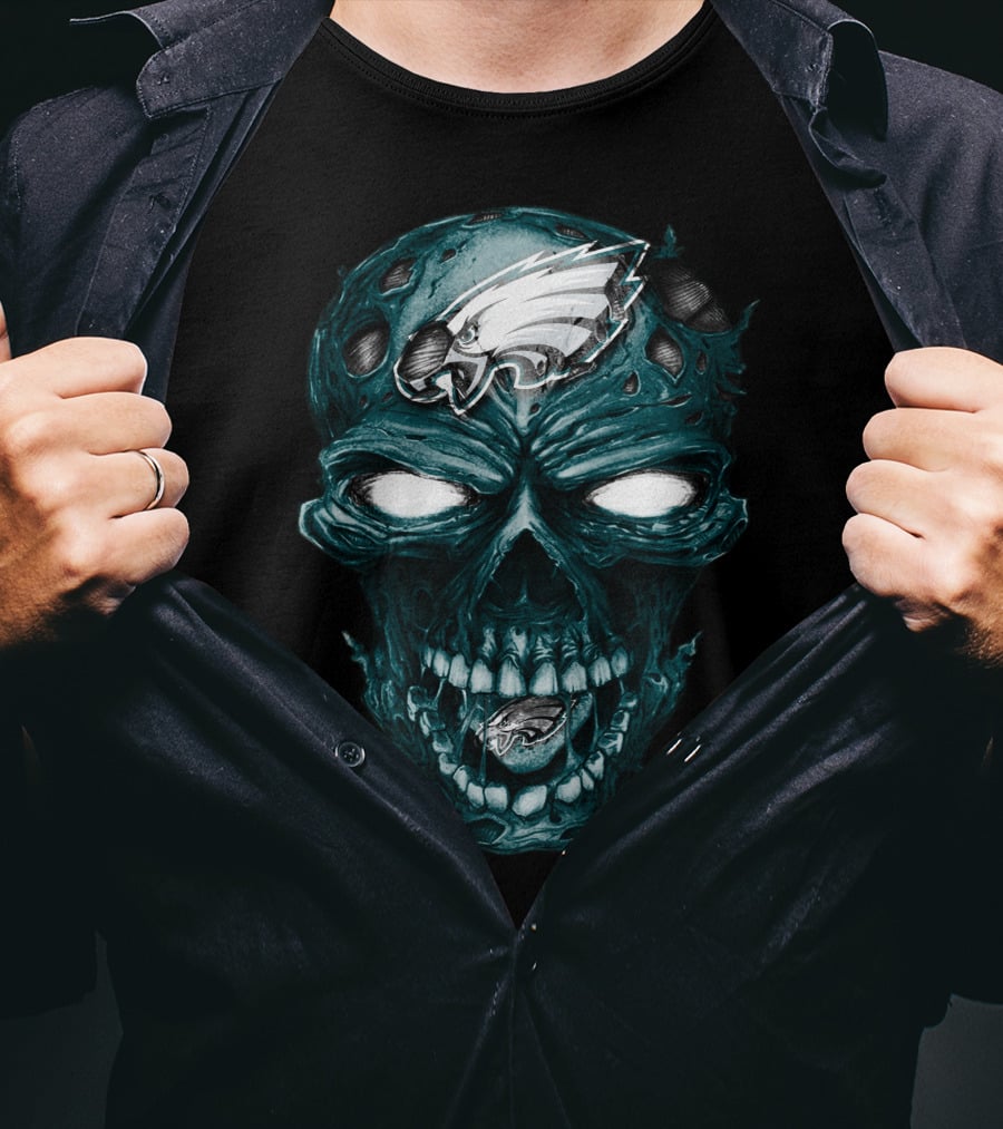 Skull V2 Philadelphia Eagles Zombie Face T-Shirt