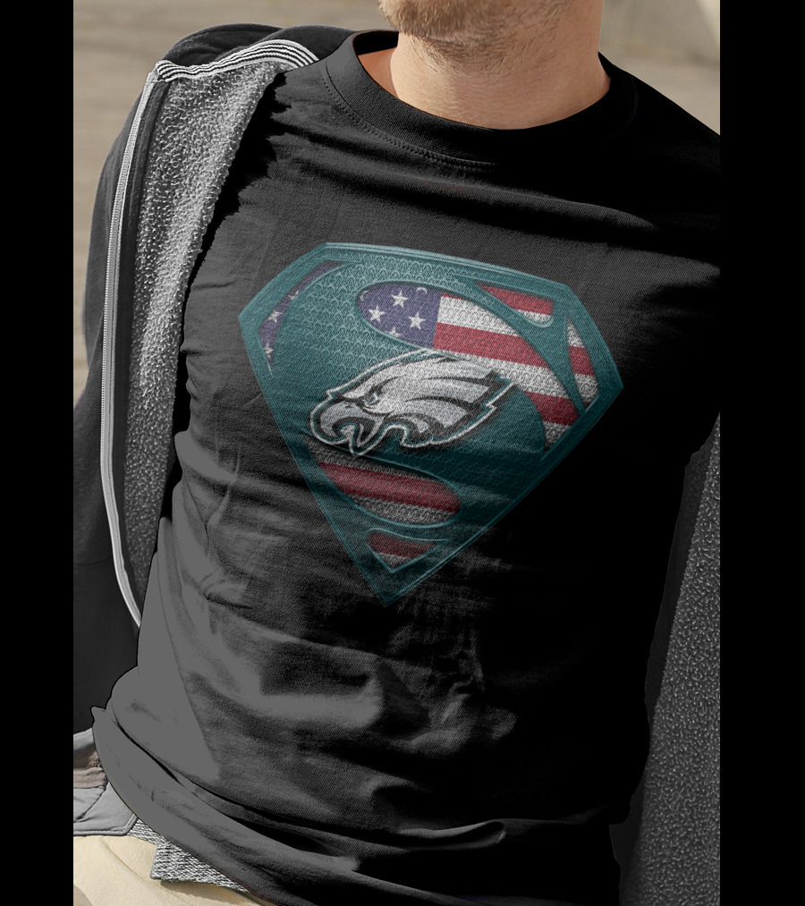 Philadelphia Eagles American Flag Superman T-Shirt