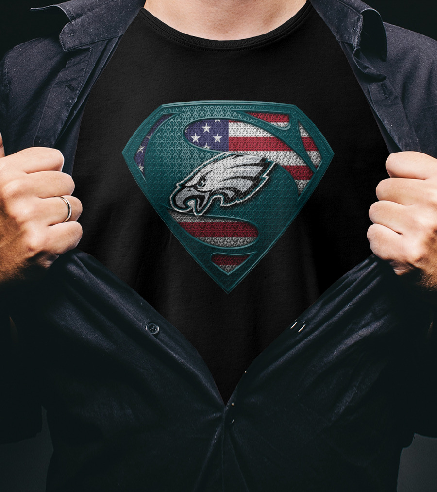 Philadelphia Eagles American Flag Superman T-Shirt