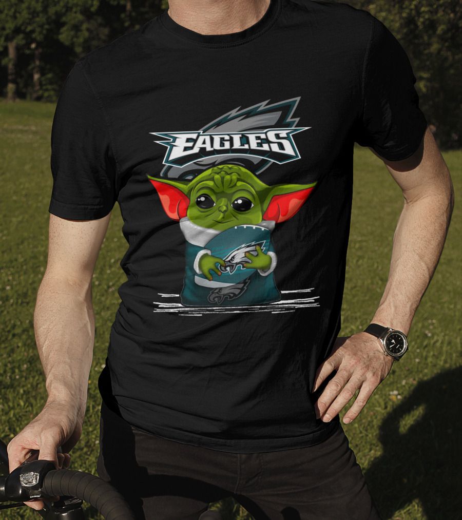 Yoda V3 Philadelphia Eagles Fan Mascot Holding Football T-Shirt