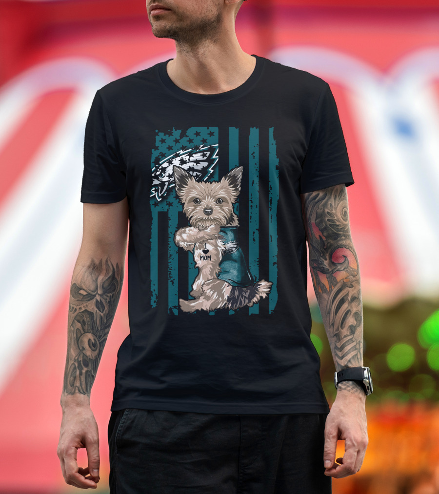 Yorkshire Terrier I Love Mom Philadelphia Eagles T-Shirt