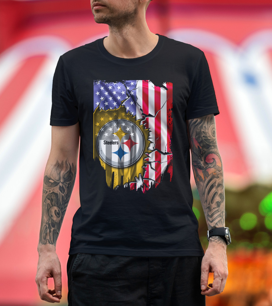USA Flag Pittsburgh Steelers Logo V2 T-Shirt