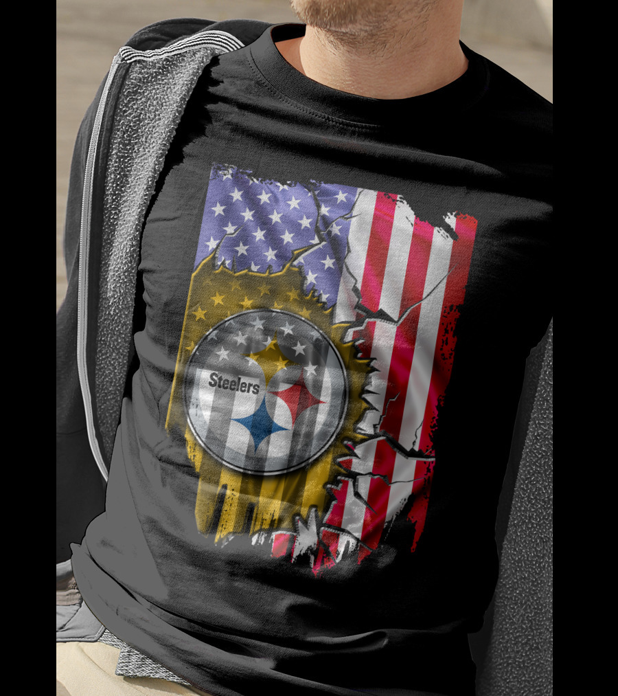 USA Flag Pittsburgh Steelers Logo V2 T-Shirt