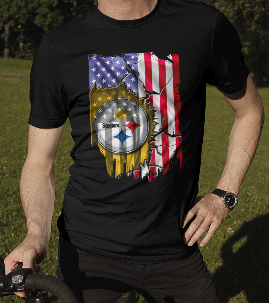 USA Flag Pittsburgh Steelers Logo V2 T-Shirt