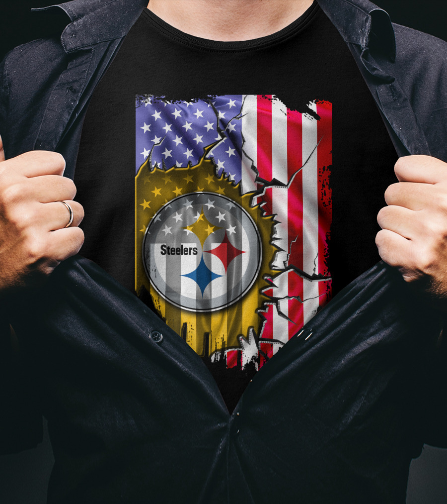 USA Flag Pittsburgh Steelers Logo V2 T-Shirt