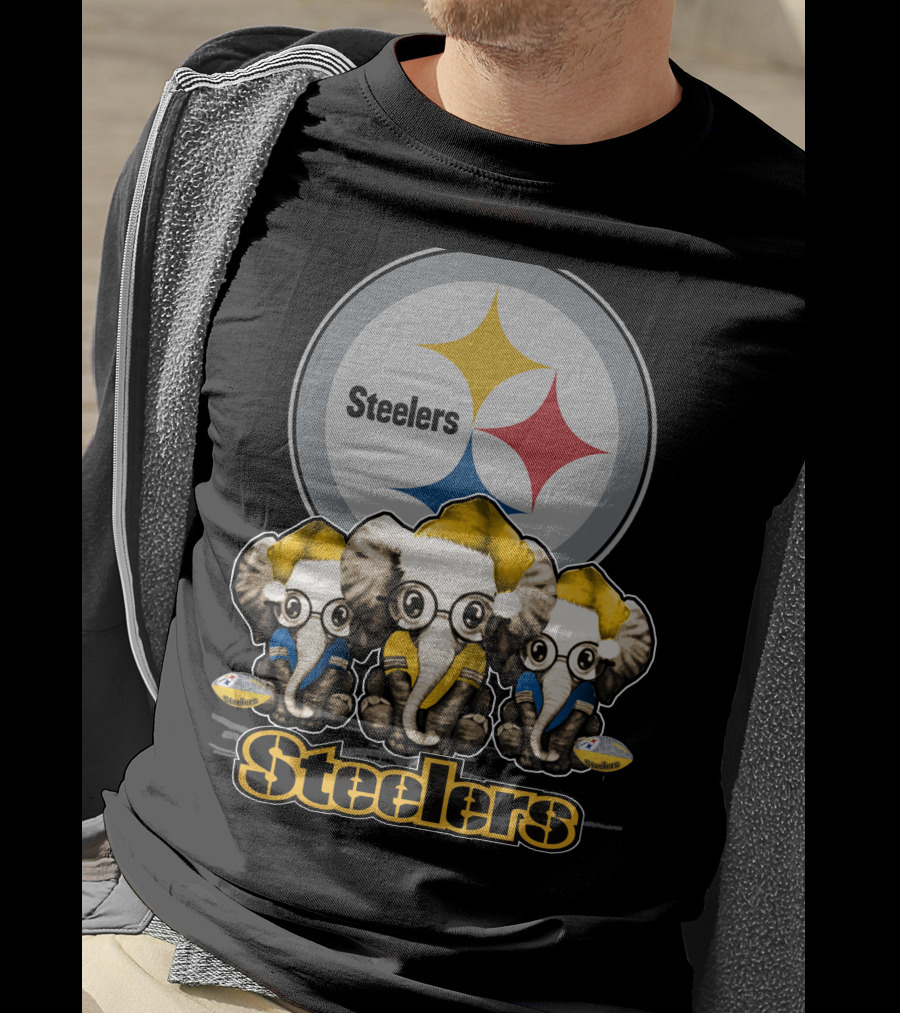 Pittsburgh Steelers Christmas Elephants T-Shirt