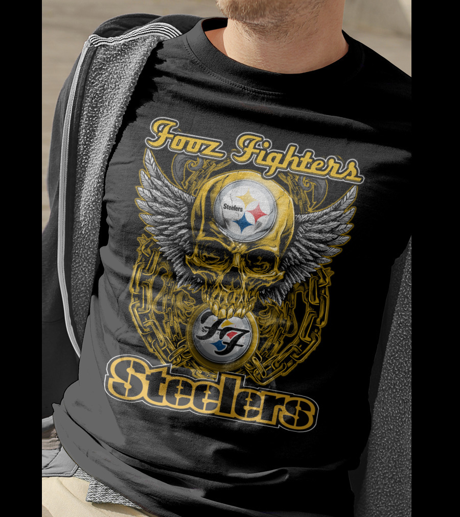 Foo Fighters Steelers Skull Wings T-Shirt