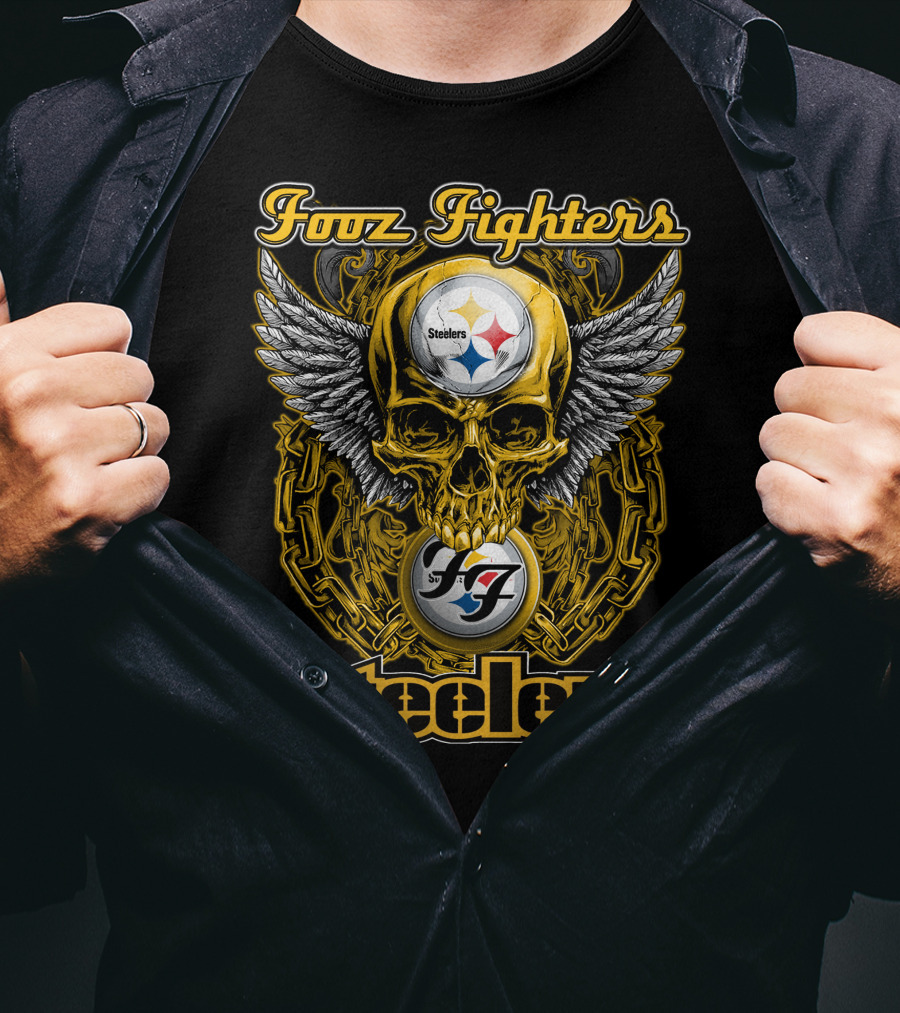 Foo Fighters Steelers Skull Wings T-Shirt