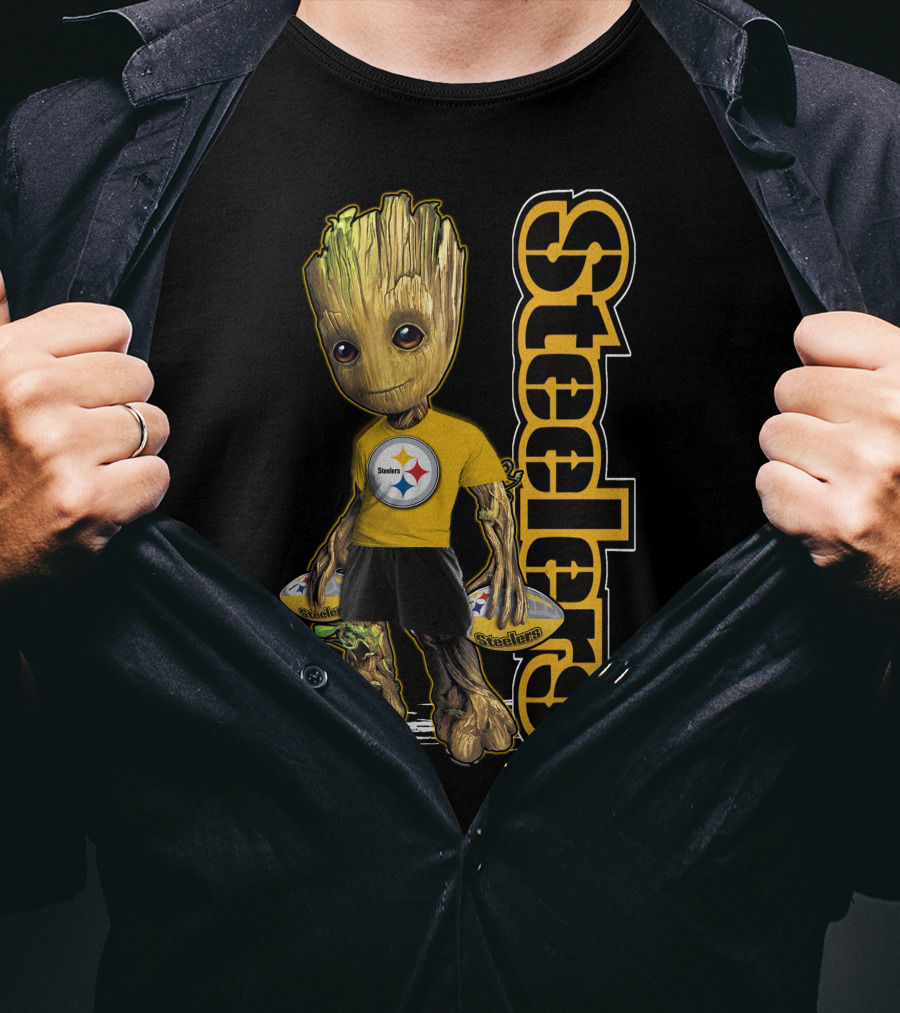Groot Steelers Pittsburgh Football Fan Character T-Shirt