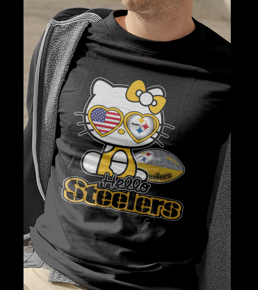 Hello Steelers Hello Kitty Pittsburgh Football T-Shirt