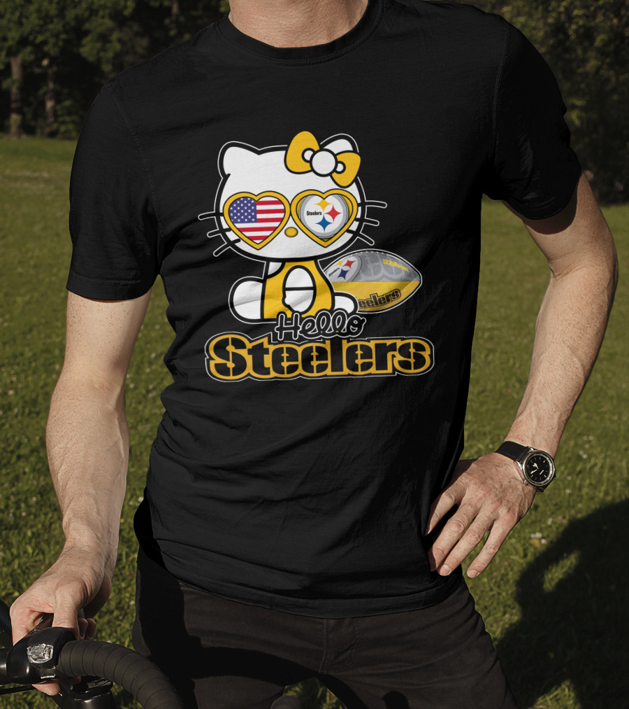 Hello Steelers Hello Kitty Pittsburgh Football T-Shirt