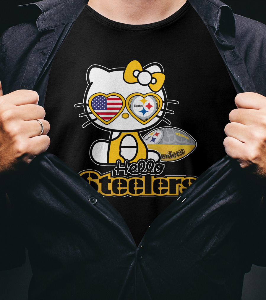Hello Steelers Hello Kitty Pittsburgh Football T-Shirt