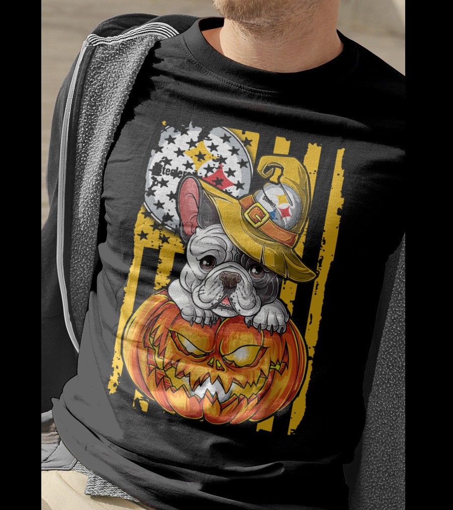 Steelers Bulldog Halloween Pumpkin Pittsburgh T-Shirt