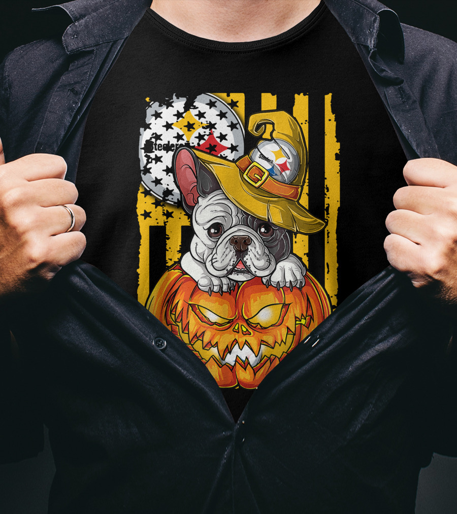 Steelers Bulldog Halloween Pumpkin Pittsburgh T-Shirt