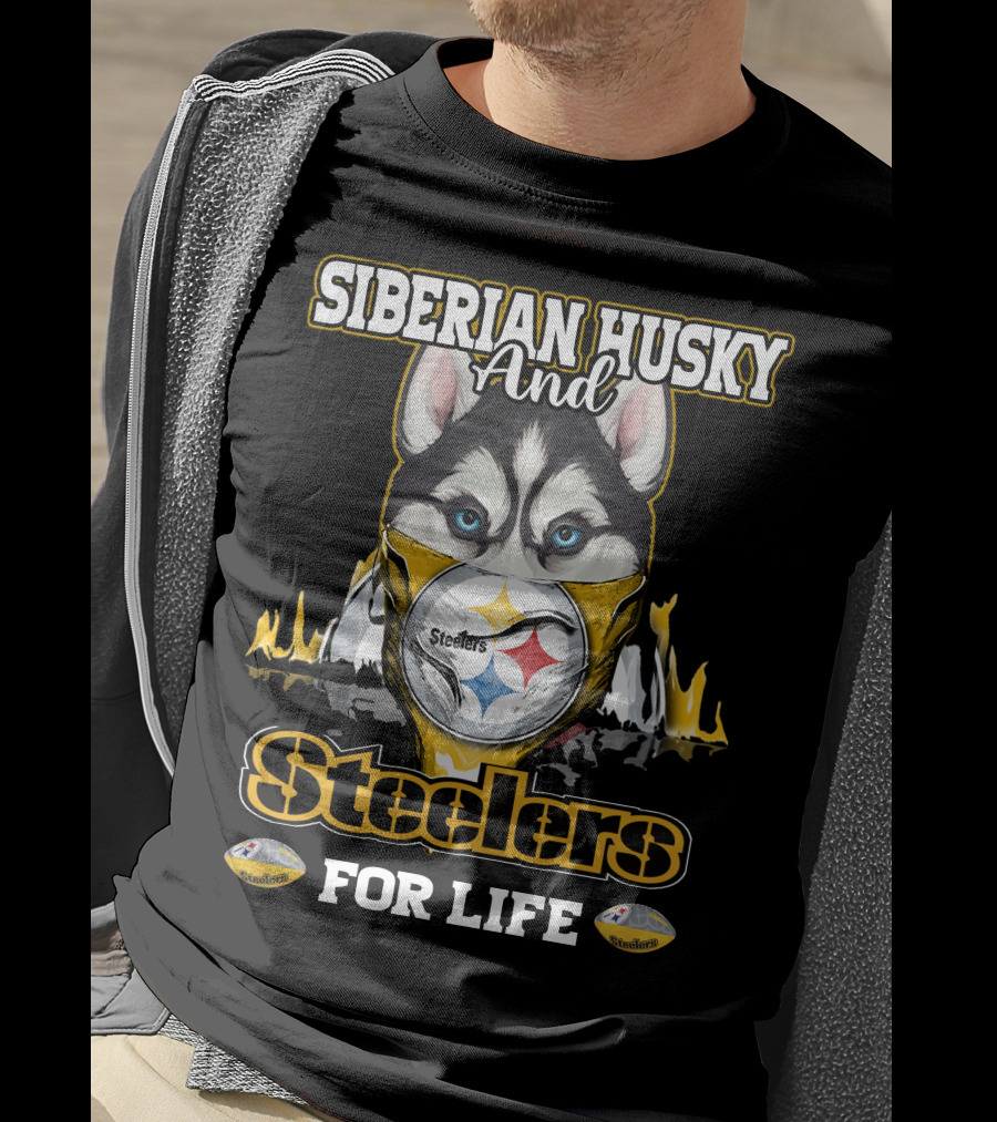 Siberian Husky And Steelers For Life T-Shirt