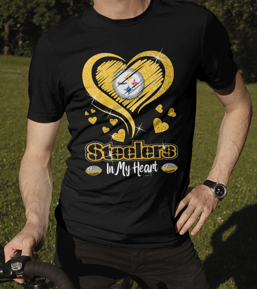 Steelers In My Heart Pittsburgh Sparkling Heart T-Shirt