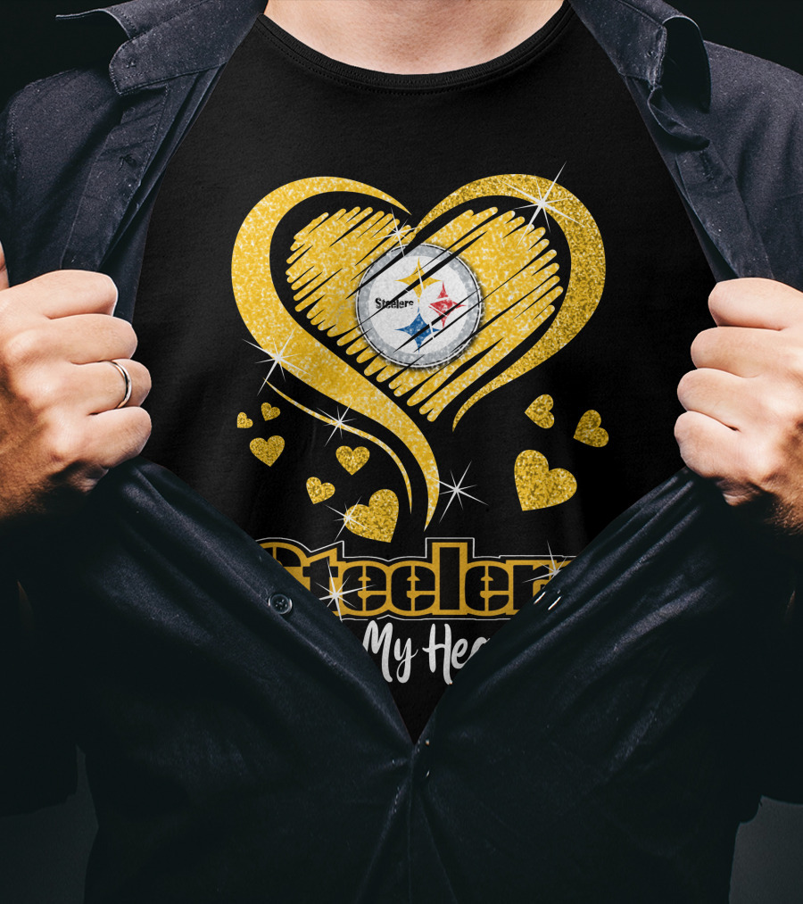 Steelers In My Heart Pittsburgh Sparkling Heart T-Shirt
