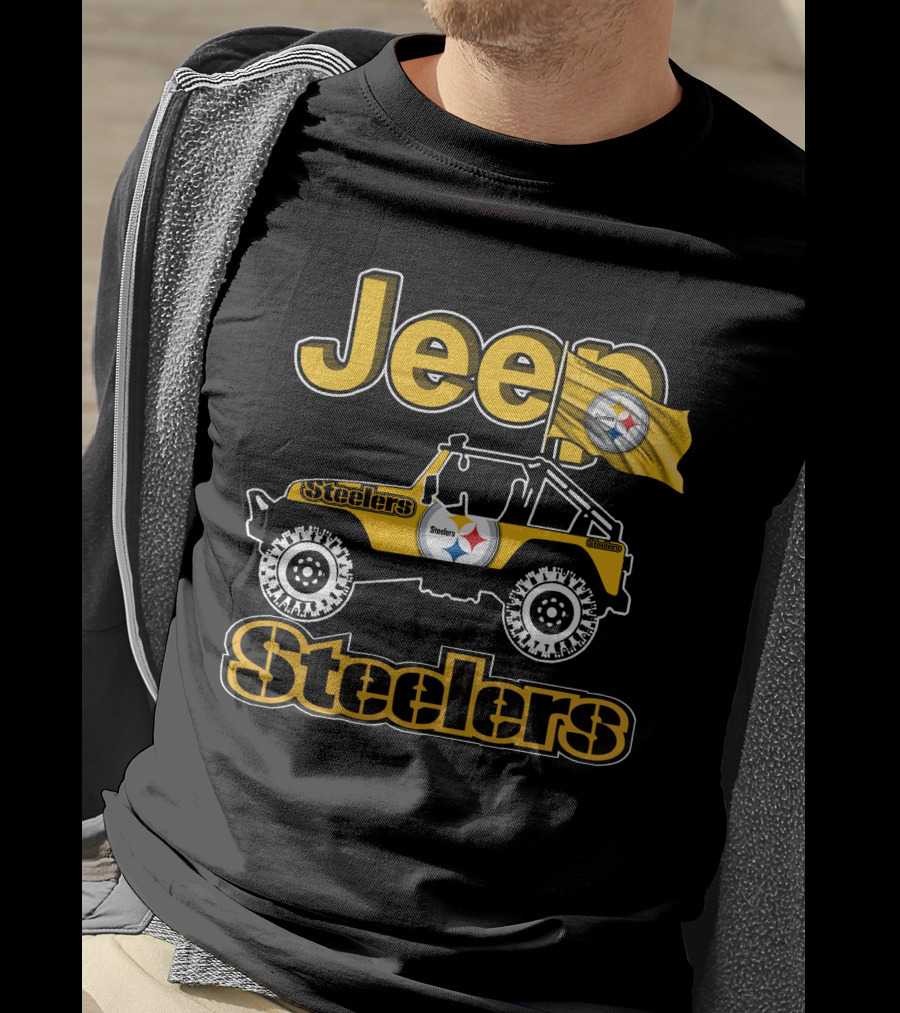 Jeep Pittsburgh Steelers Off-Road Adventure With Team Flag T-Shirt