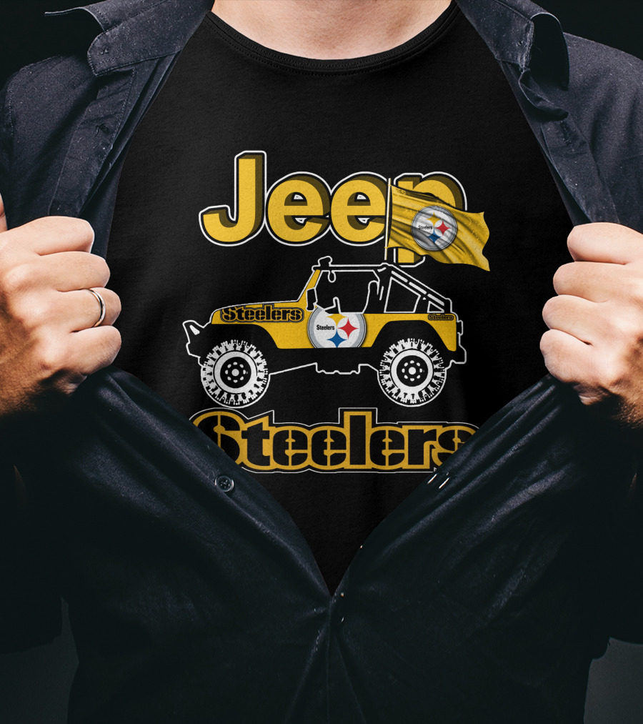 Jeep Pittsburgh Steelers Off-Road Adventure With Team Flag T-Shirt