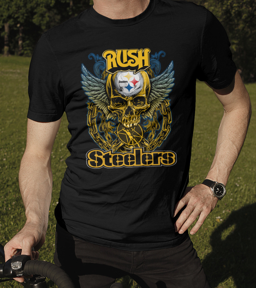 Rush Pittsburgh Steelers Skull Wings Chain T-Shirt
