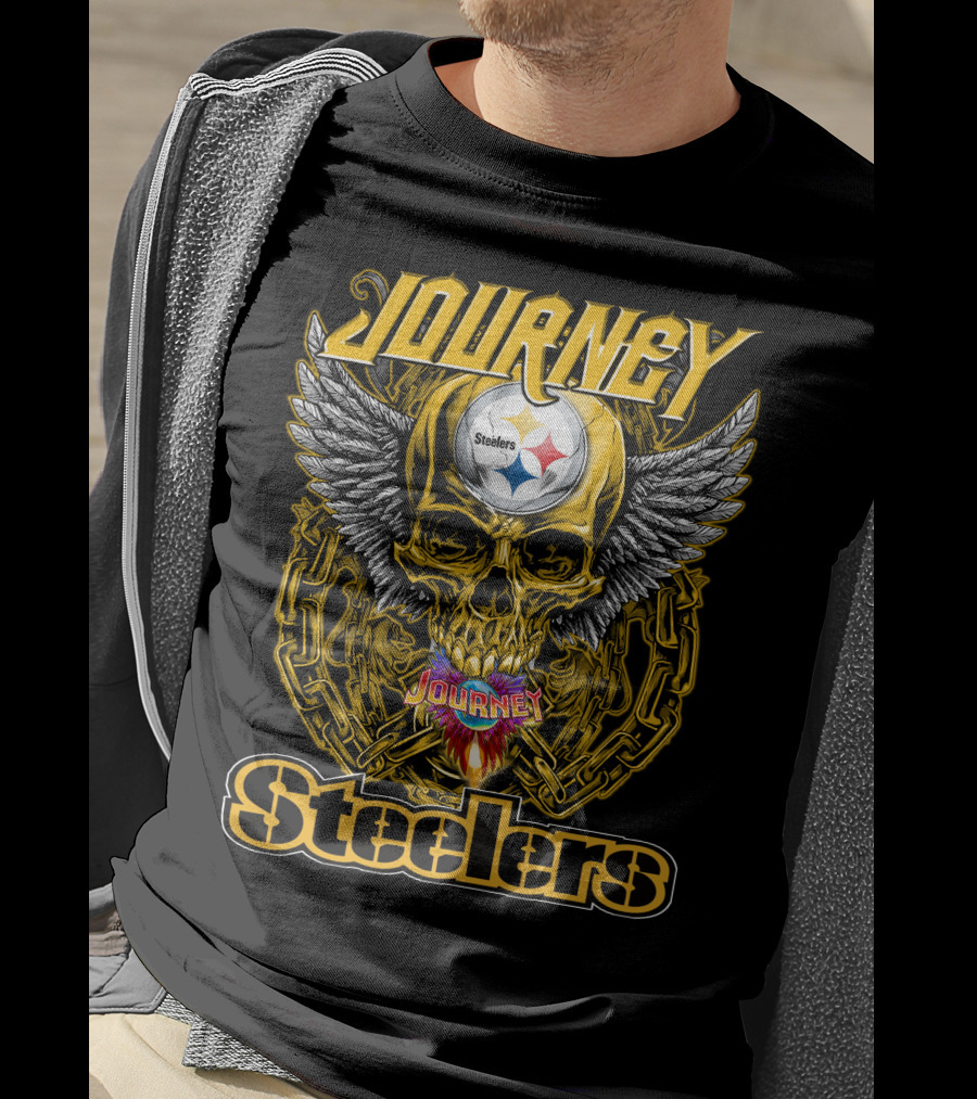 Journey Steelers Skull Wings Chain T-Shirt