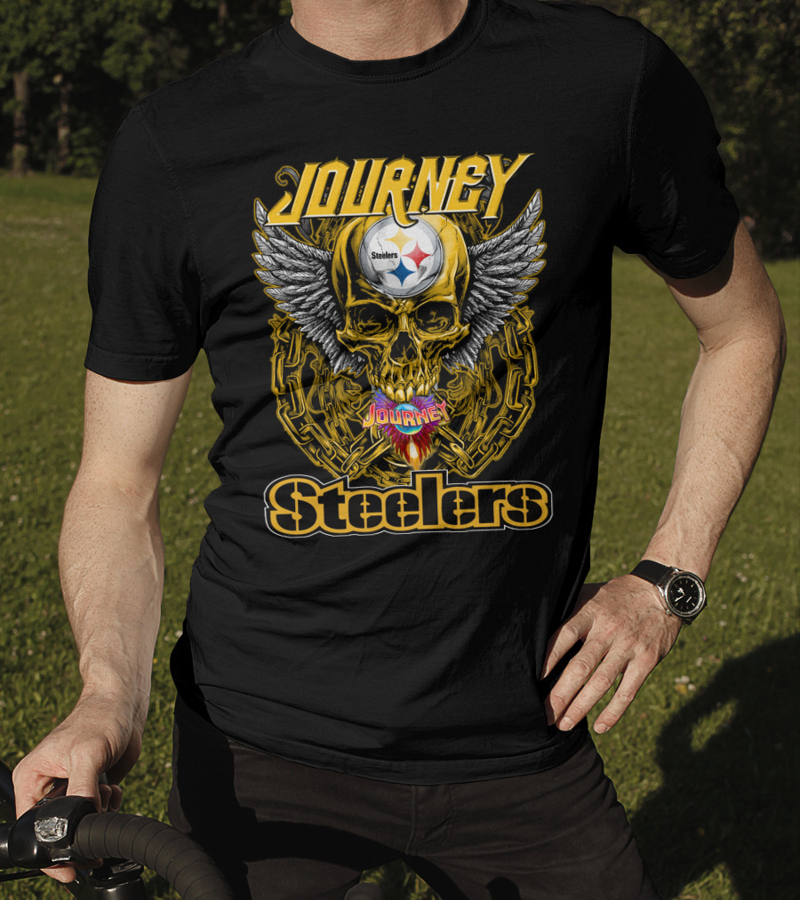 Journey Steelers Skull Wings Chain T-Shirt