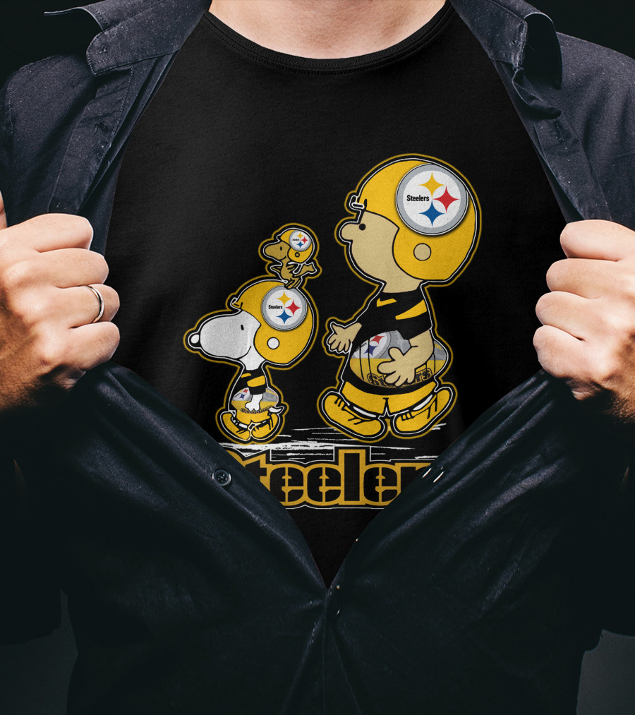 Snpfootball Pittsburgh Steelers Charlie Brown And Snoopy Peanuts Steelers Helmets T-Shirt