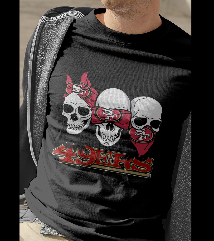 San Francisco 49ers Skull Trio With Bandanas T-Shirt