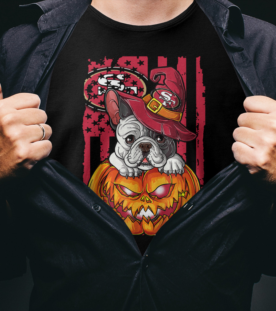 Hlw Bulldog San Francisco 49ers Halloween Pumpkin T-Shirt