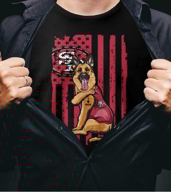 German Shepherd San Francisco 49ers I Love Mom Flag T-Shirt