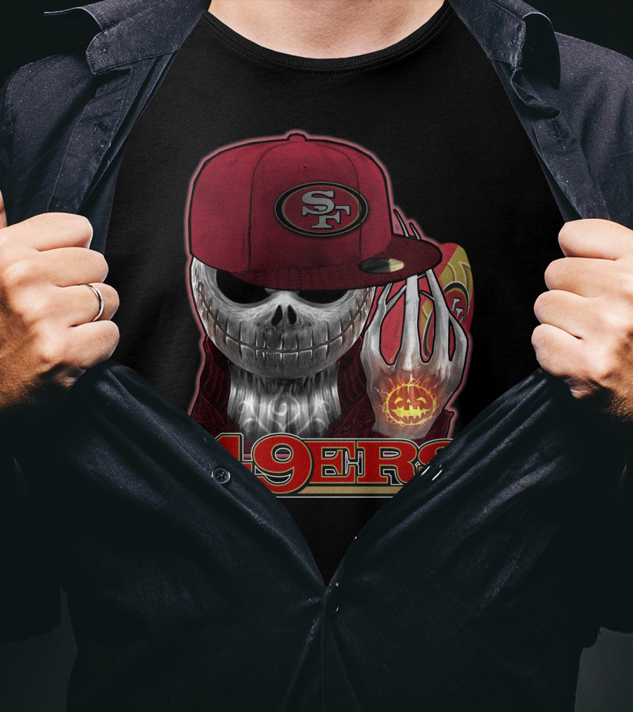 Jackskull 49ers SF Pumpkin Halloween Football T-Shirt