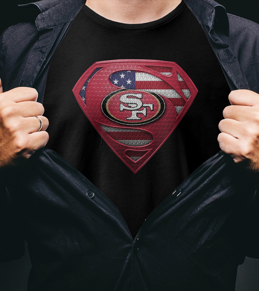 Superman San Francisco 49ers American Flag Logo Spm T-Shirt