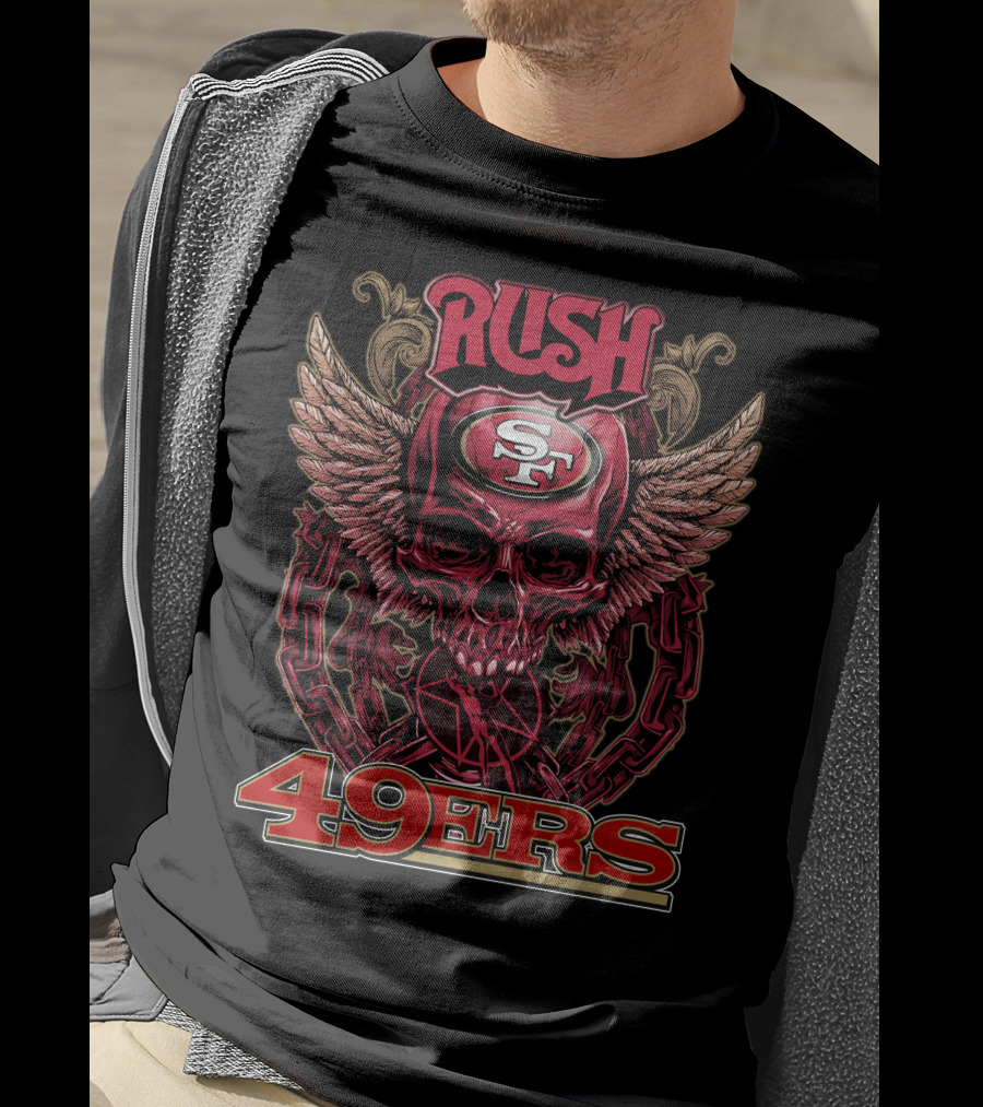 Rush San Francisco 49ers Winged Skull Logo 49ers T-Shirt