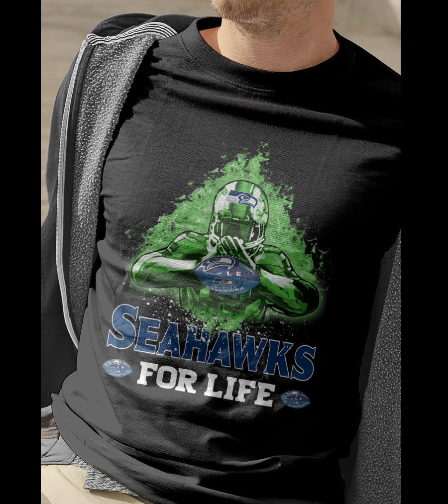 Seahawks For Life Seattle Football Fan Art Green Splash T-Shirt