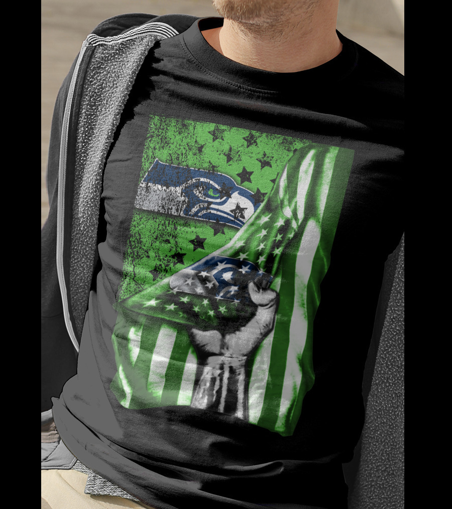 Seattle Seahawks Flag Stars And Stripes Concept T-Shirt