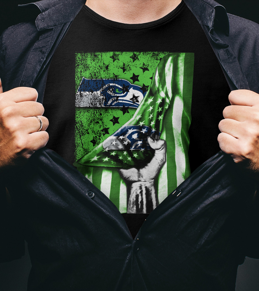 Seattle Seahawks Flag Stars And Stripes Concept T-Shirt