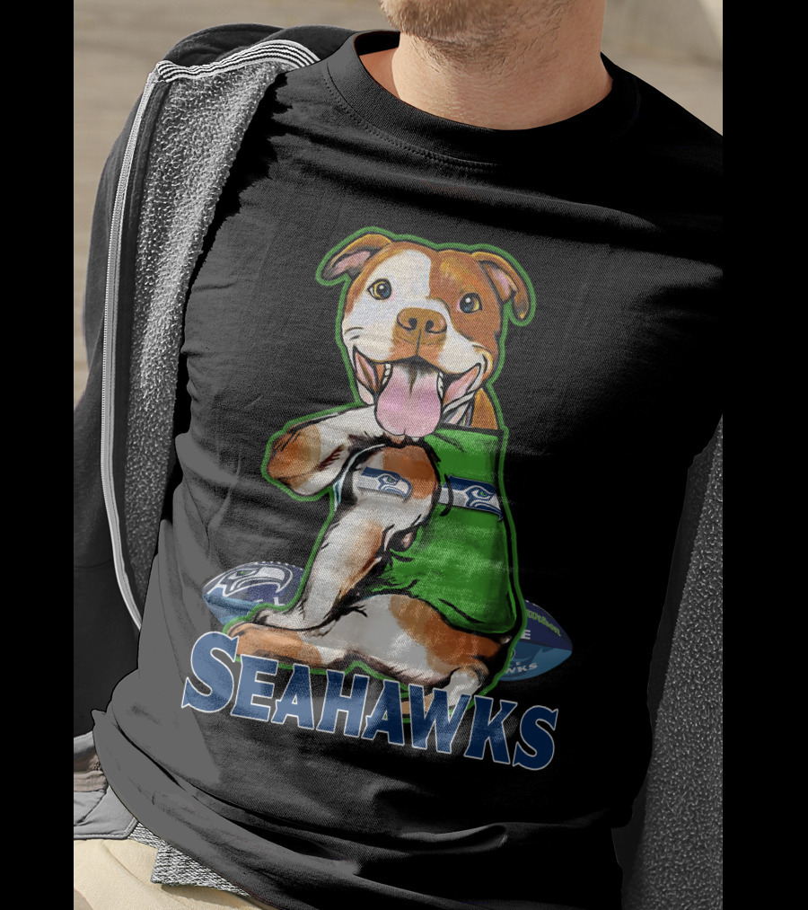 Pittbull Seattle Seahawks Fan Dog T-Shirt
