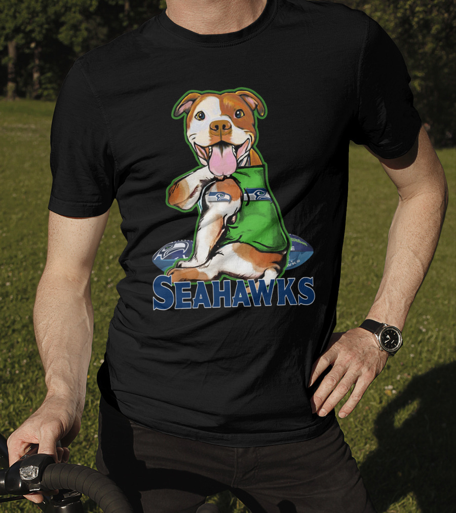 Pittbull Seattle Seahawks Fan Dog T-Shirt
