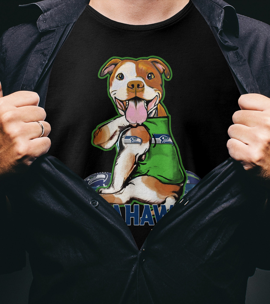 Pittbull Seattle Seahawks Fan Dog T-Shirt