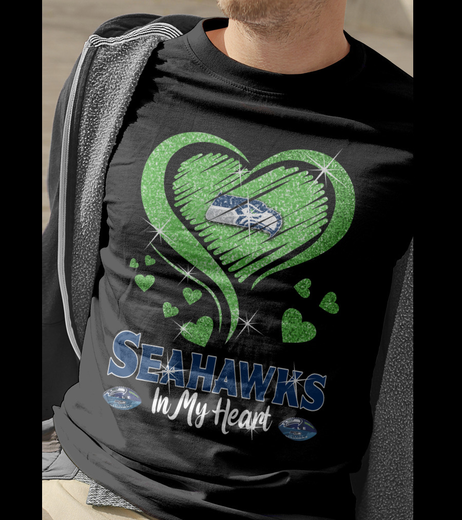 Seahawks In My Heart Sparkling Glitter Design With Team T-Shirt
