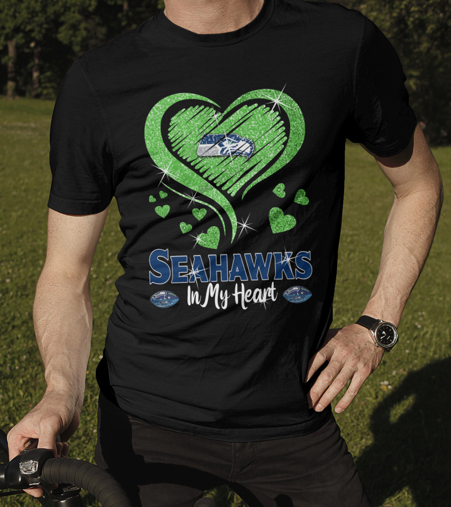 Seahawks In My Heart Sparkling Glitter Design With Team T-Shirt