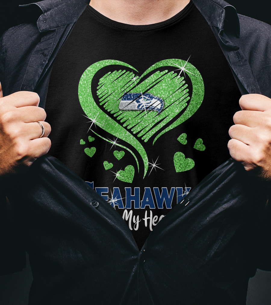 Seahawks In My Heart Sparkling Glitter Design With Team T-Shirt