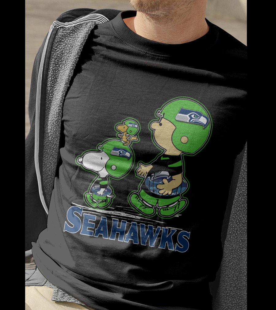 Snpfootball Seattle Seahawks Peanuts Characters Football Helmets Collaboration T-Shirt