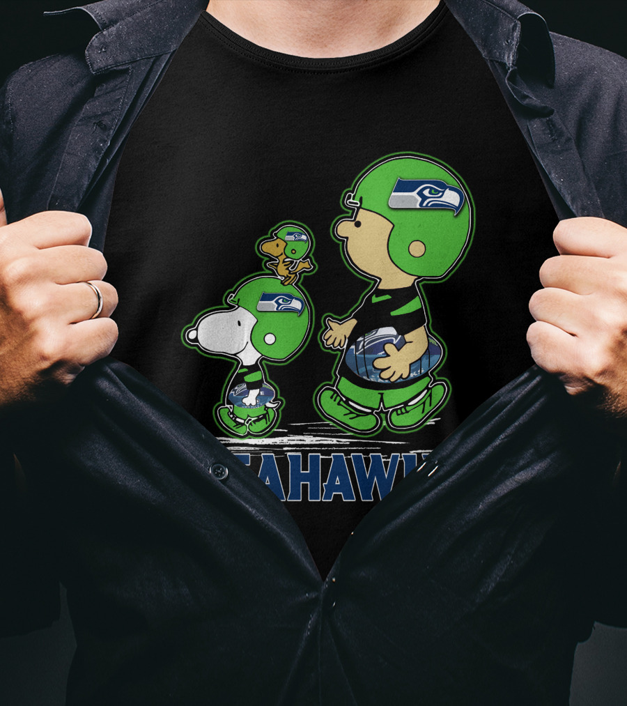 Snpfootball Seattle Seahawks Peanuts Characters Football Helmets Collaboration T-Shirt