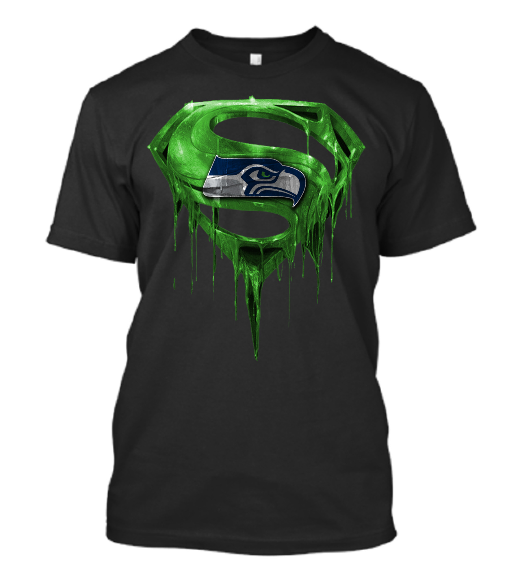 Superman Logo With Seattle Seahawks Emblem Spm T-Shirt