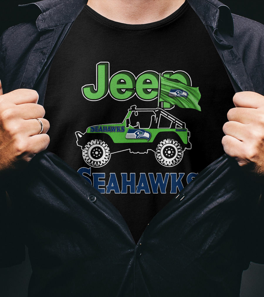 Jeep Seattle Seahawks Enthusiast Ride Flag T-Shirt