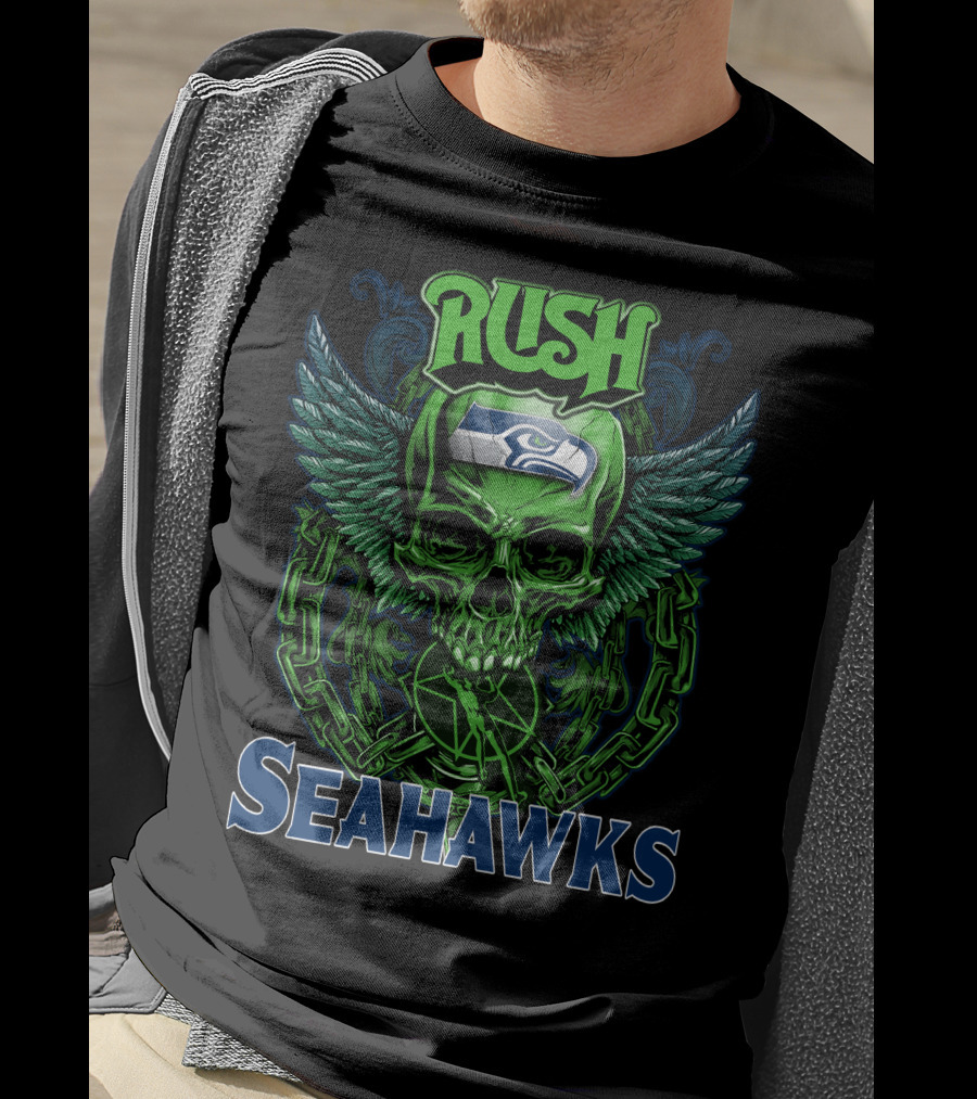 Rush Seattle Seahawks Skull Wing T-Shirt
