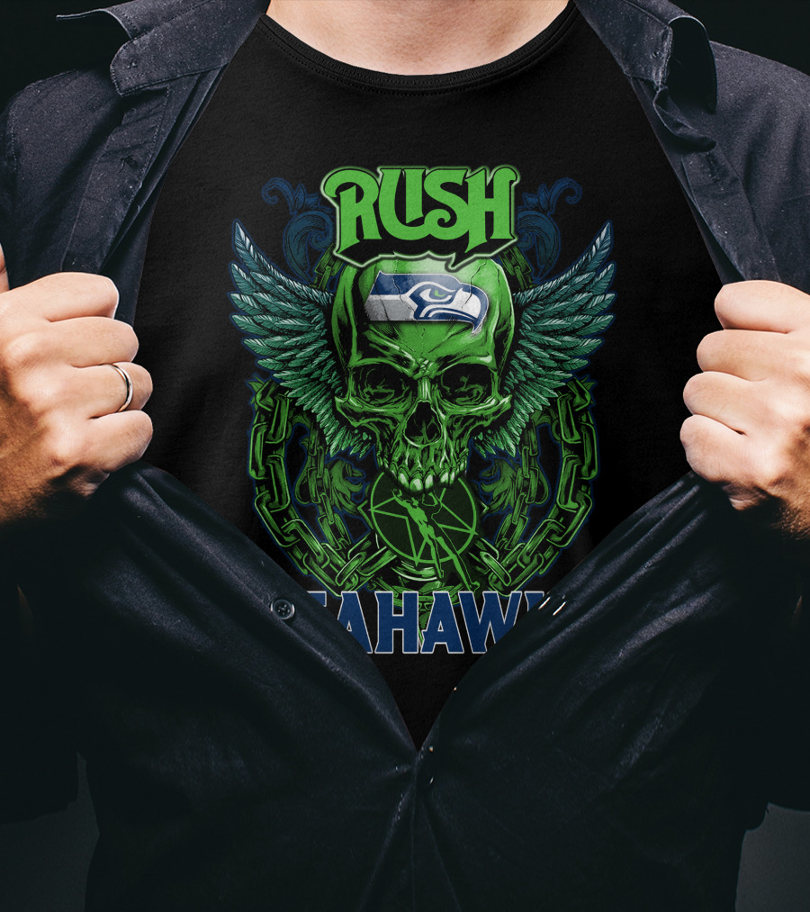 Rush Seattle Seahawks Skull Wing T-Shirt