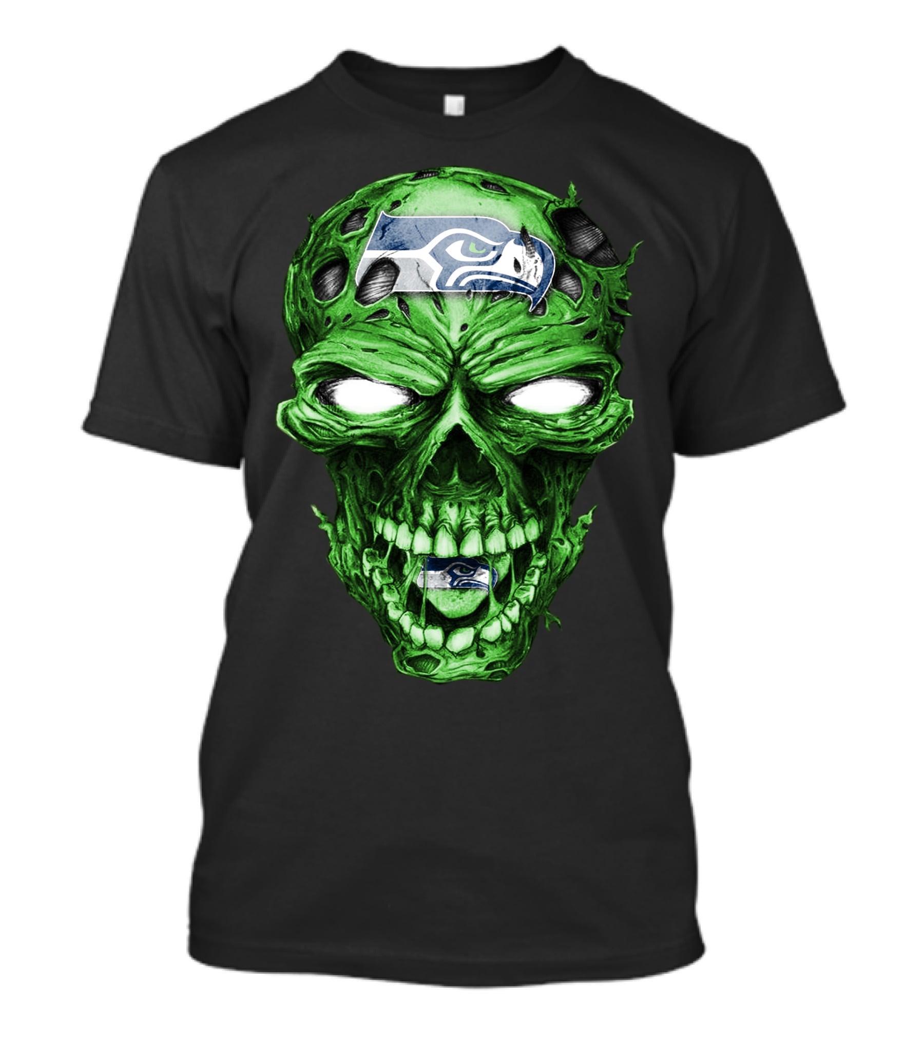Skull V2 Seattle Seahawks Green Zombie T-Shirt